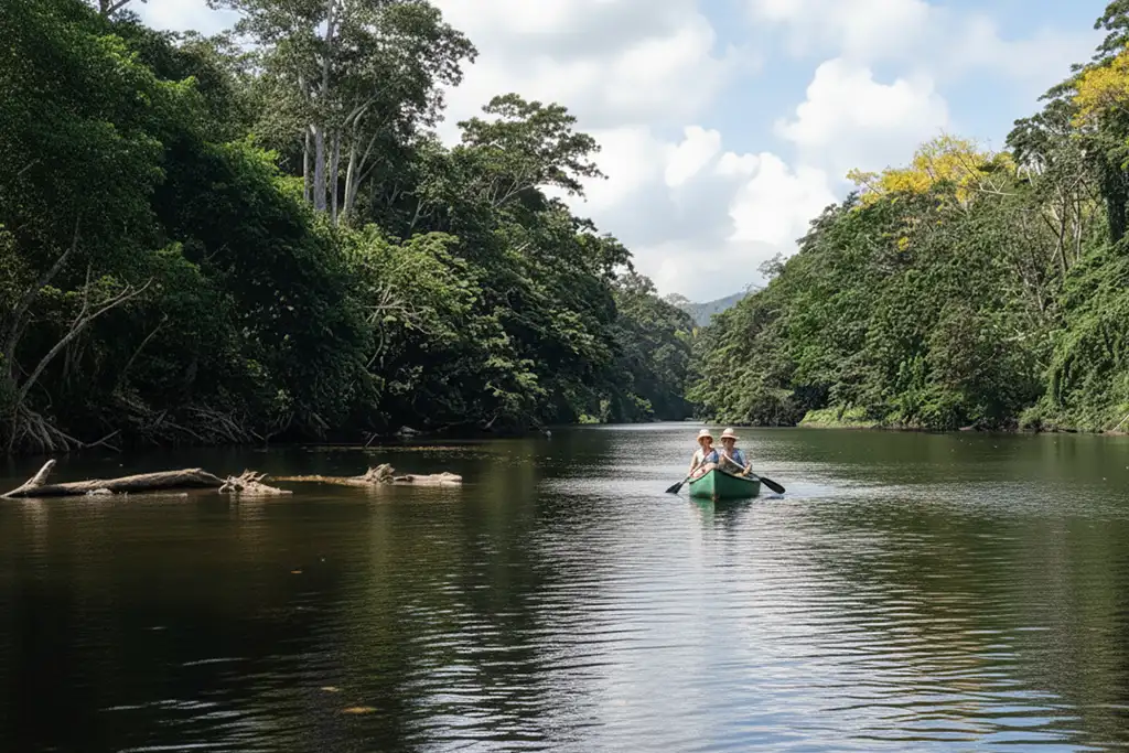 Belize river canoeing